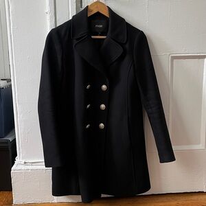 Maje Double Breasted Wool Coat with gold tone buttons